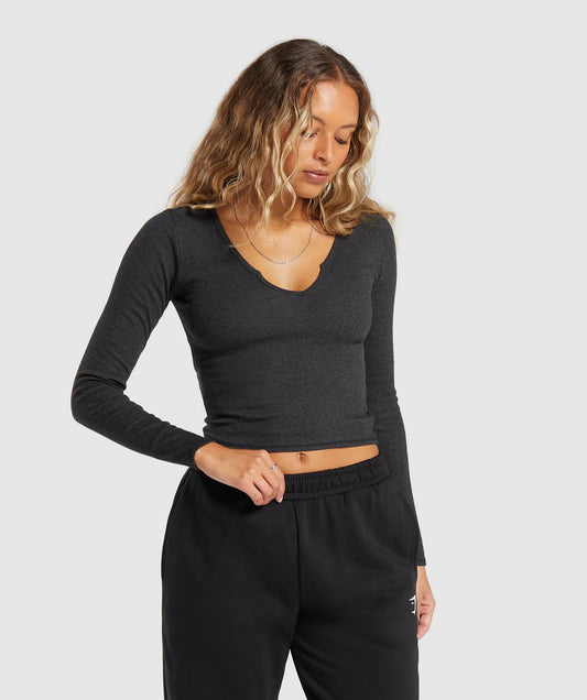 Rib Long Sleeve Top #650946