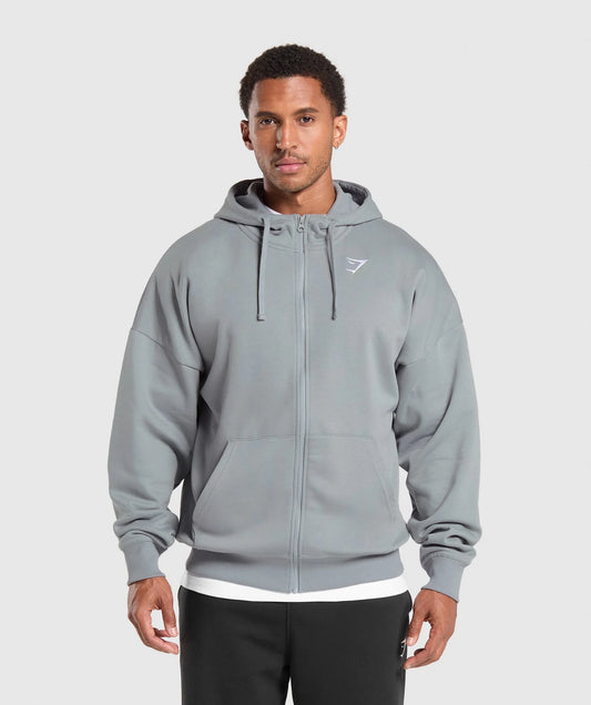 Crest Oversized Zip Up Hoodie #954287